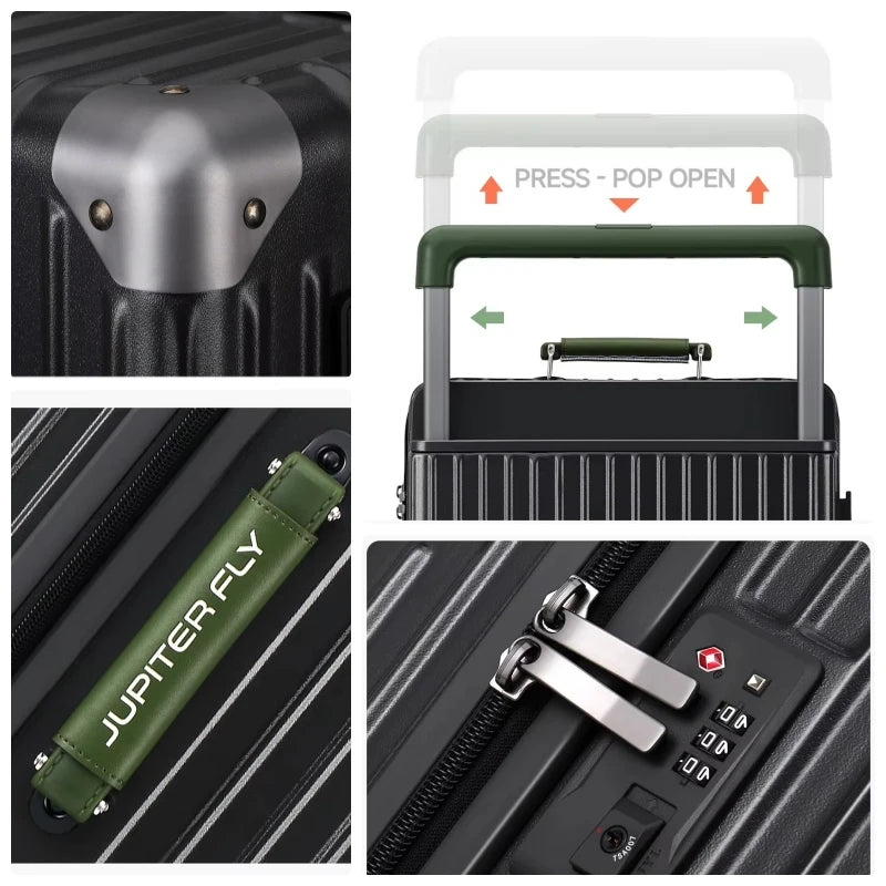 PC Rolling Travel Suitcase with Spinner Wheels, TSA Lock & USB Charging Port