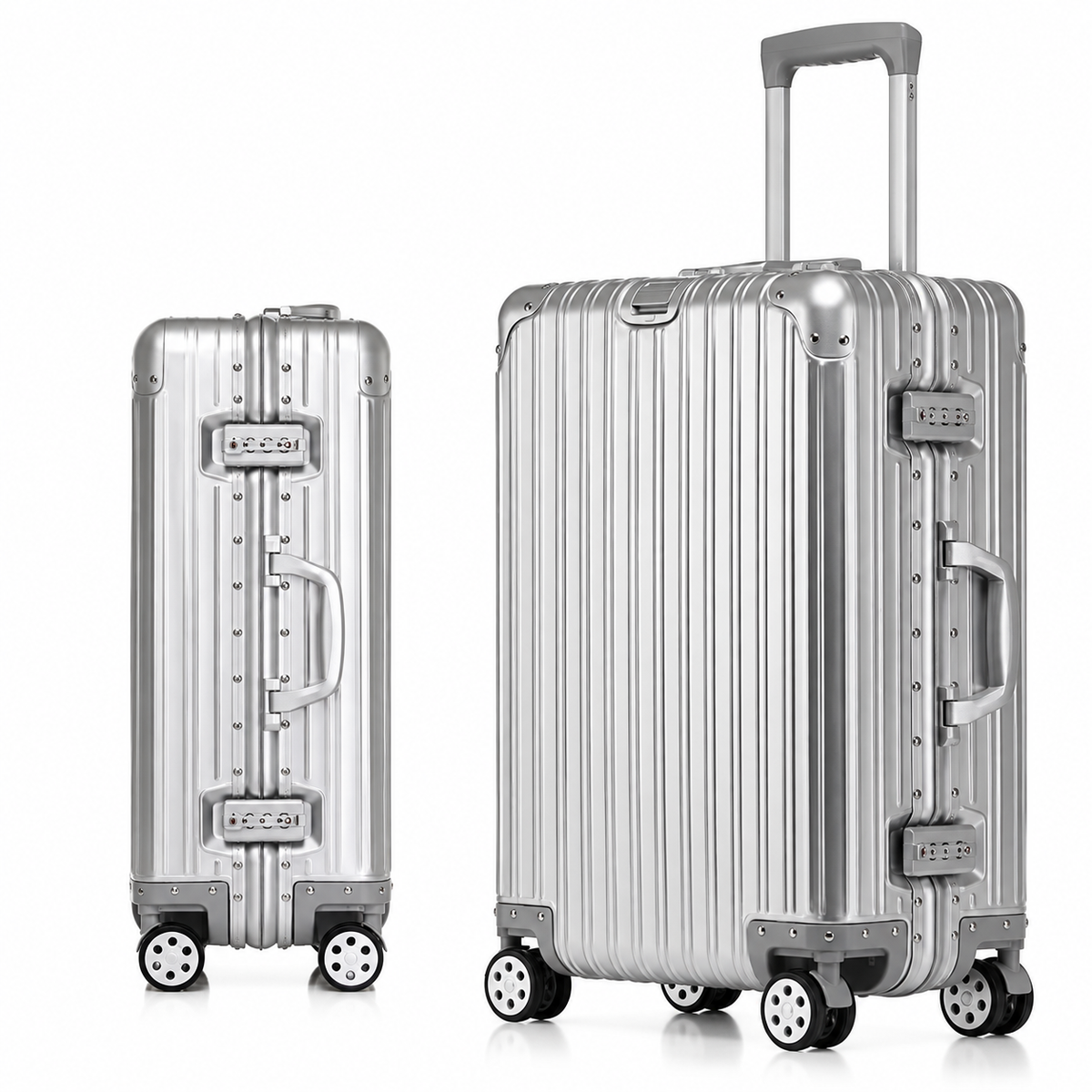 Lightweight Aluminum-Magnesium Travel Suitcase with TSA Lock & Spinner Wheels