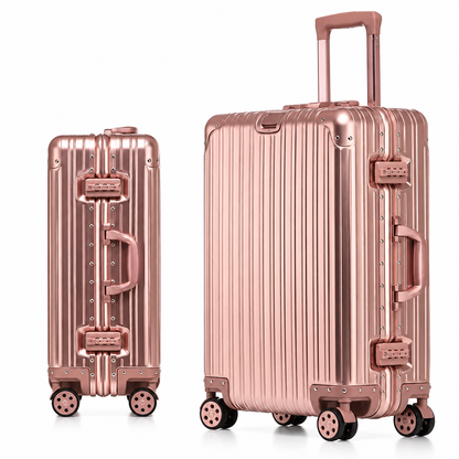 Lightweight Aluminum-Magnesium Travel Suitcase with TSA Lock & Spinner Wheels