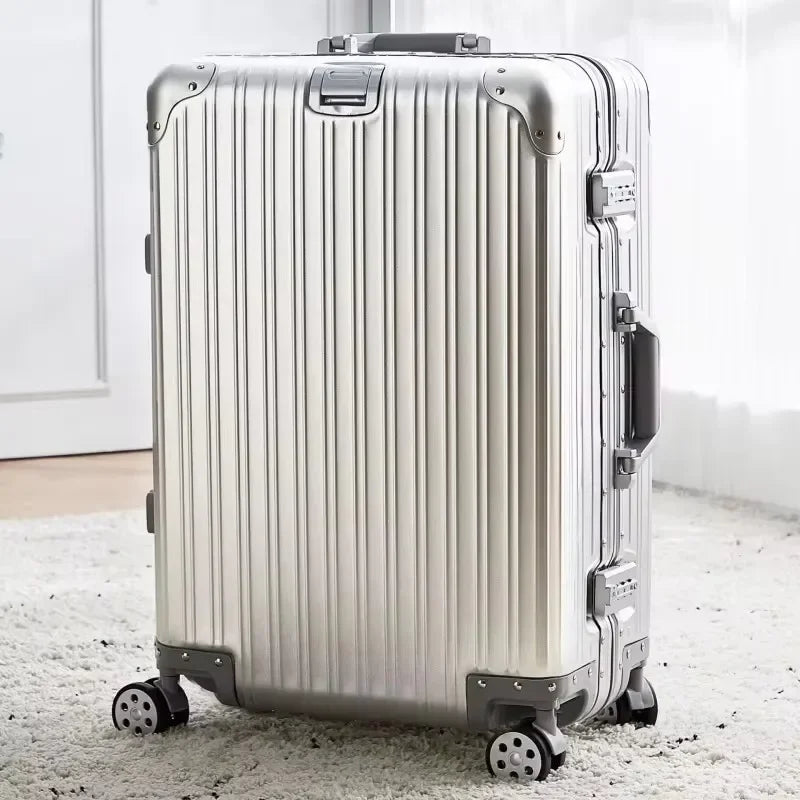 Lightweight Aluminum-Magnesium Travel Suitcase with TSA Lock & Spinner Wheels