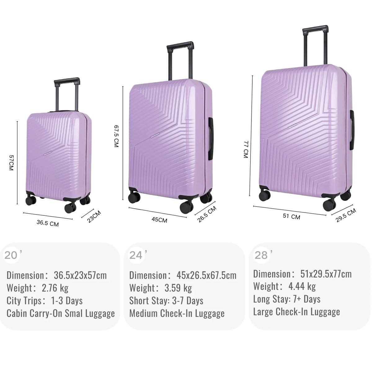 Hard Shell Luggage Set with TSA Lock, 360° Spinner Wheels & Cup Holder