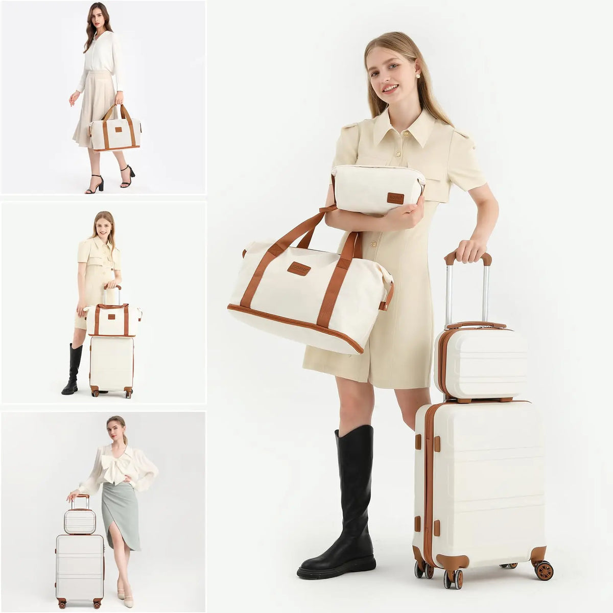 Fashion Luggage Set, Lightweight ABS Hard Shell Trolley Suitcases with TSA Lock, 4 Spinner Wheels (2/3/4/6 Pcs Set)