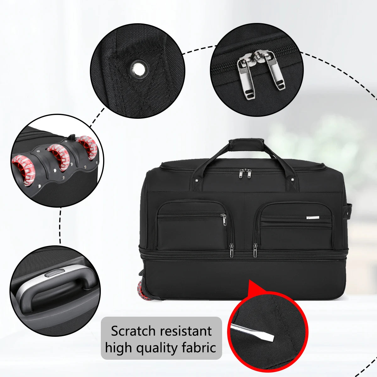 Large Capacity Waterproof Rolling Travel Duffle Bag