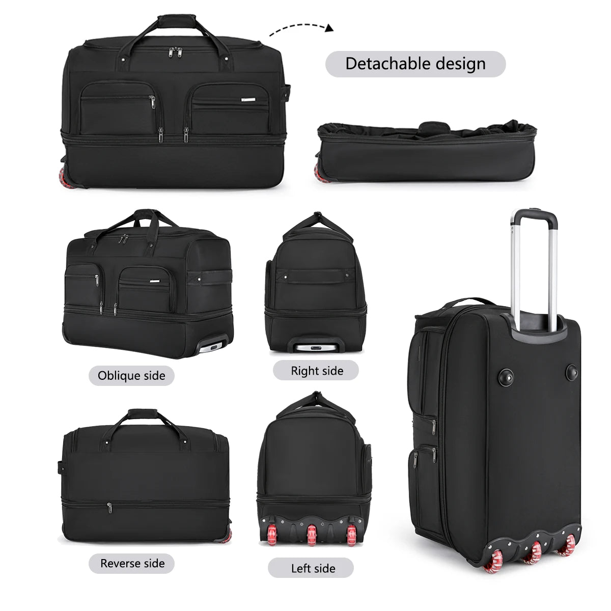 Large Capacity Waterproof Rolling Travel Duffle Bag