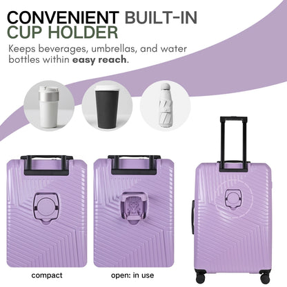 Hard Shell Luggage Set with TSA Lock, 360° Spinner Wheels & Cup Holder